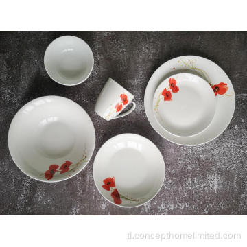 Porcelain dinner set na may side decal